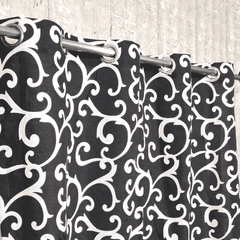 Duck Cotton Curtain - Black Motif