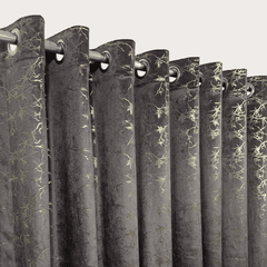 Premium Golden Textured Velvet Curtain - Brown