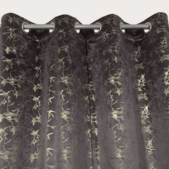 Premium Golden Textured Velvet Curtain - Brown