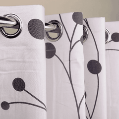Grey Dot Tree Duck Cotton Curtain