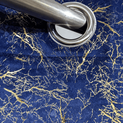 Premium Golden Textured Velvet Curtain - Light Blue