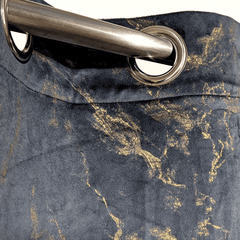 Premium Golden Textured Velvet Curtain - Jet Black