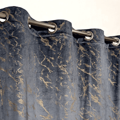 Premium Golden Textured Velvet Curtain - Jet Black