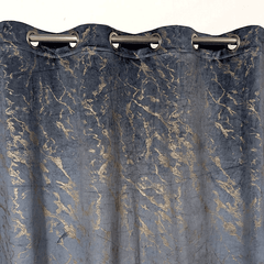 Premium Golden Textured Velvet Curtain - Jet Black