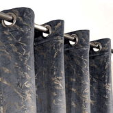 Premium Golden Textured Velvet Curtain - Jet Black