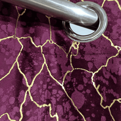 Premium Golden Textured Velvet Curtain - Purple