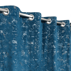 Premium Golden Textured Velvet Curtain - Teal