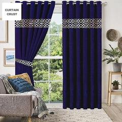 Premium Versace Velvet Curtain Panels - Blue