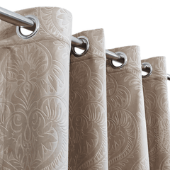 Premium Self Embossed Velvet Curtain - Beige