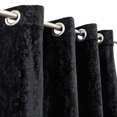 Premium Self Embossed Velvet Curtain - Black
