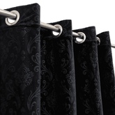 Premium Self Embossed Velvet Curtain - Black