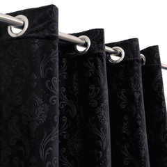 Premium Self Embossed Velvet Curtain - Black