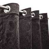 Premium Self Embossed Velvet Curtain - Dark Brown