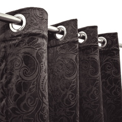 Premium Self Embossed Velvet Curtain - Dark Brown