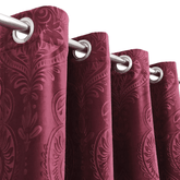 Premium Self Embossed Velvet Curtain - Lite Maroon