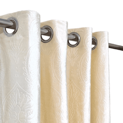 Premium Self Embossed Velvet Curtain - Off White