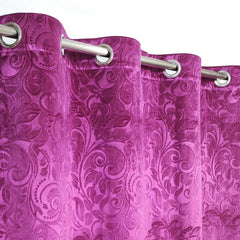 Self Embossed Velvet Curtain Bright Purple 3