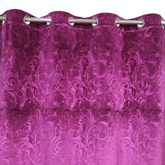 Self Embossed Velvet Curtain Bright Purple 4
