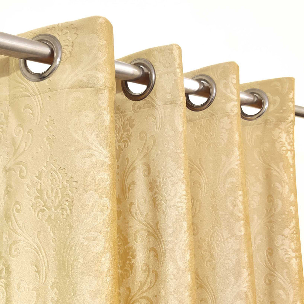 Self Embossed Velvet Curtain Lite Golden