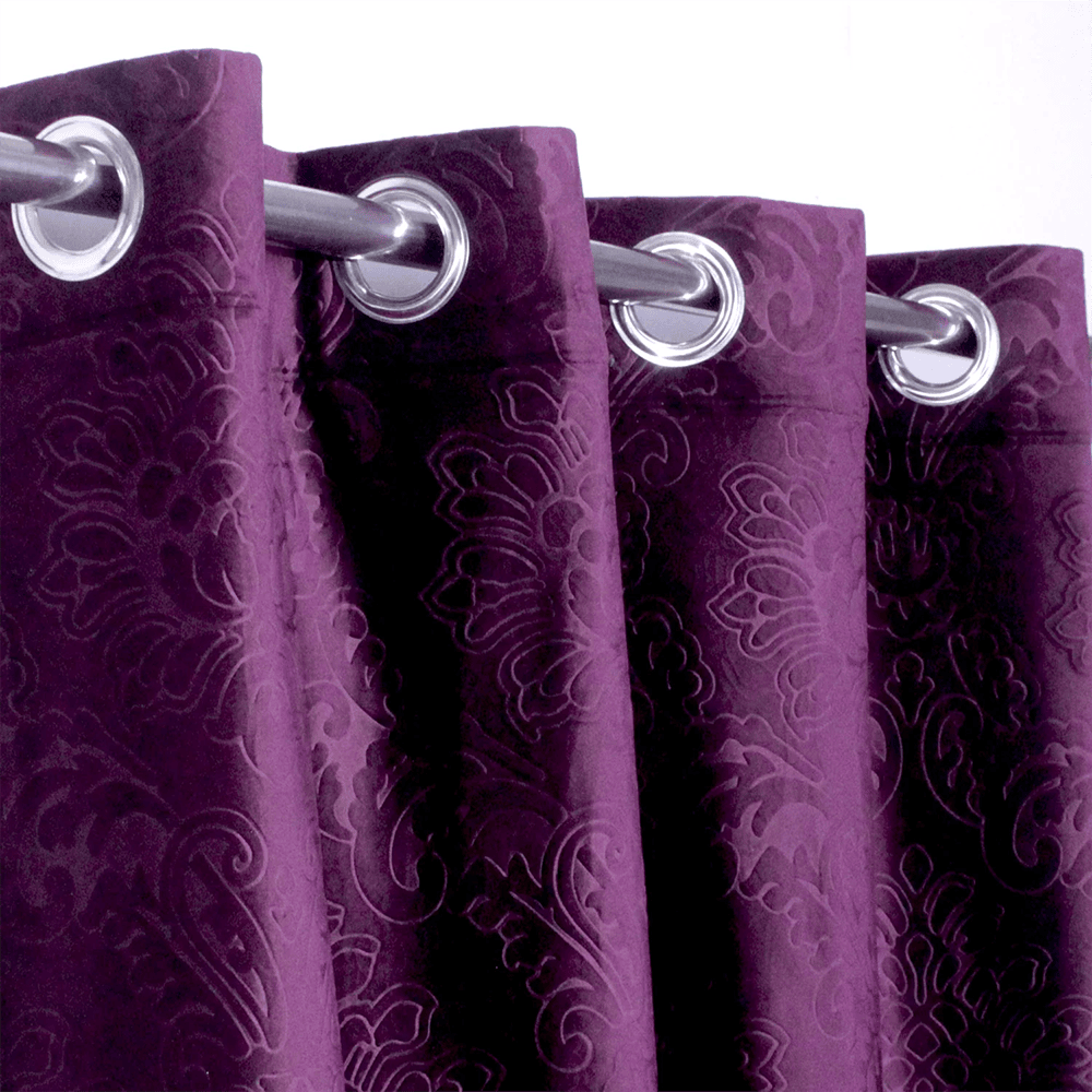 Self Embossed Velvet Curtain Purple
