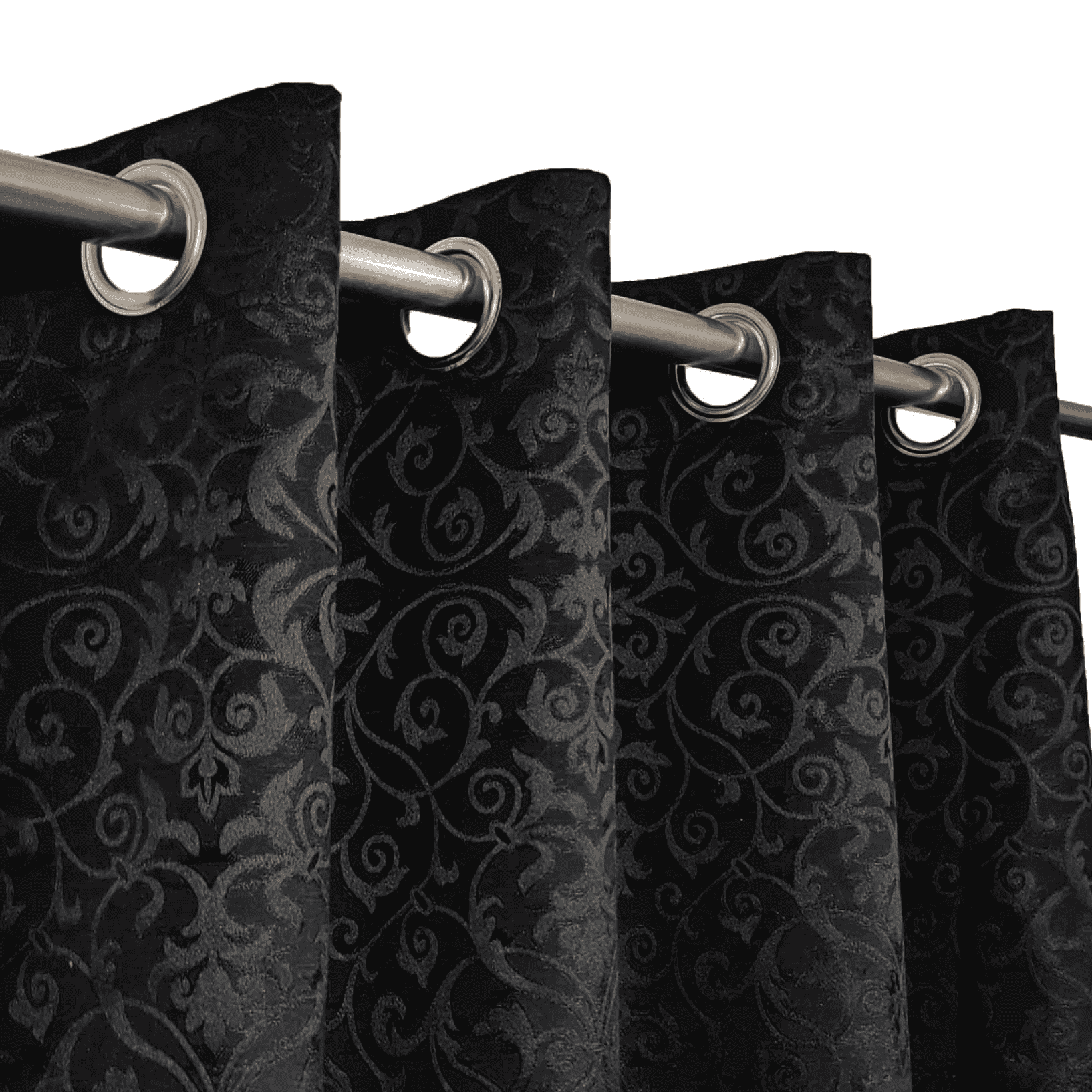 Self Print Thick Shanghai Curtain - Black 1