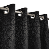 Self Print Thick Shanghai Curtain - Black 1
