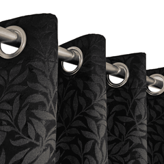 Self Print Thick Shanghai Curtain - Black 2-1-3