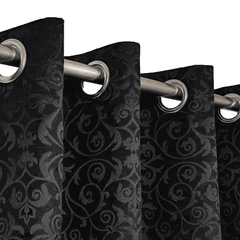 Self Print Thick Shanghai Curtain - Black 2