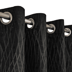 Self Print Thick Shanghai Curtain - Black 3-1-2