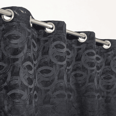 Self Print Thick Shanghai Curtain - Black 5-1