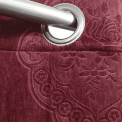 Premium Self Embossed Velvet Curtain - Maroon
