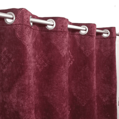 Premium Self Embossed Velvet Curtain - Maroon