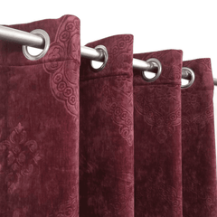 Premium Self Embossed Velvet Curtain - Maroon
