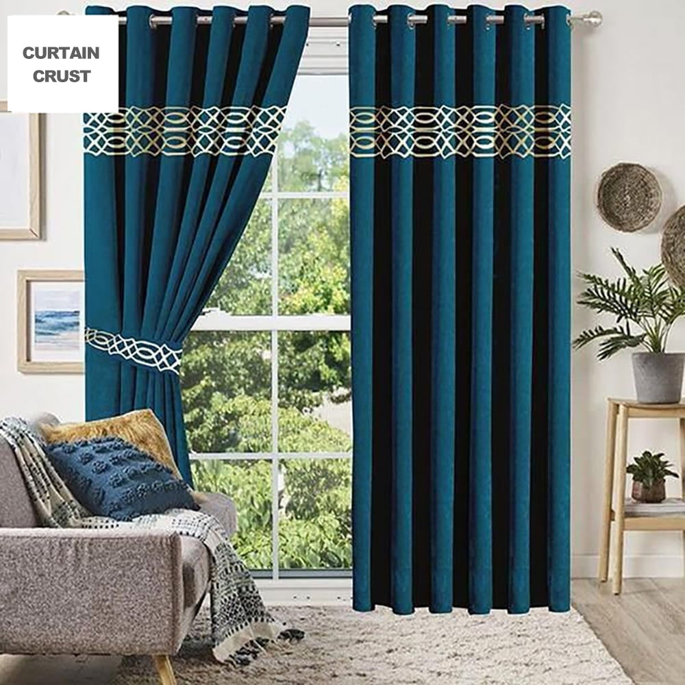 Versace Velvet Curtain Panels - Dark Cyan