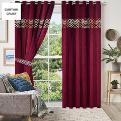 Versace Velvet Curtain Panels - Maroon