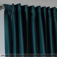 bluish cyan velvet curtain