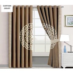 premium versace motif velvet curtain - camel