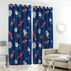 space-kids-room-curtains royal blue
