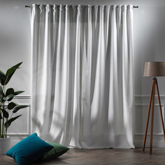 velvet curtains - white