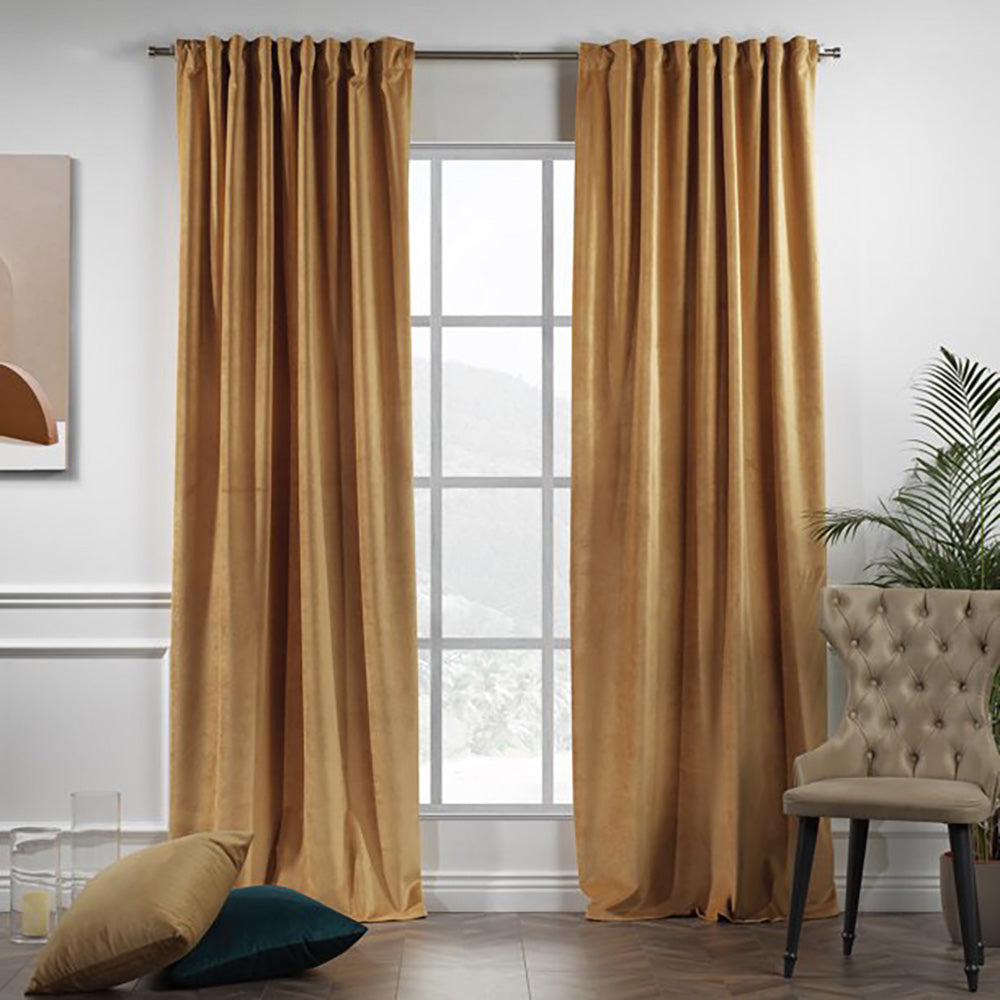 velvet curtains apricot gold