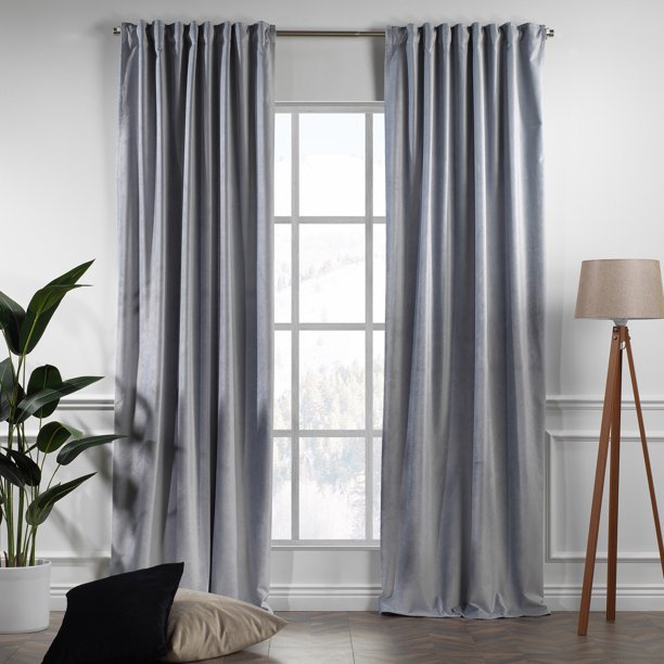 velvet curtains silver