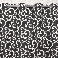 Duck Cotton Curtain - Black Motif