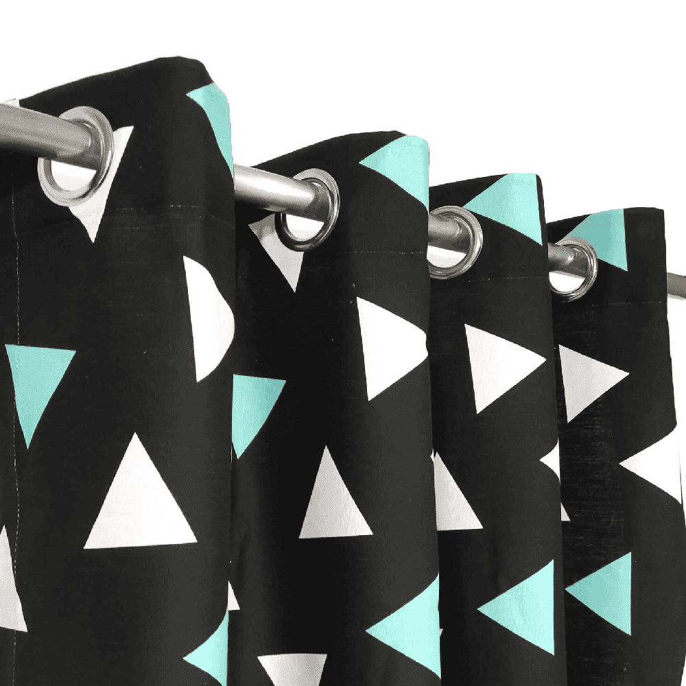 Black with Triangles - Duck Cotton Curtain