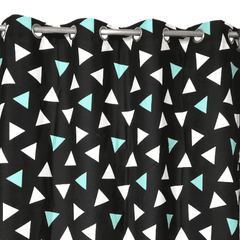 Duck Cotton Curtain - Black with Triangles