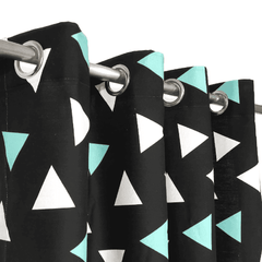 Black with Triangles - Duck Cotton Curtain