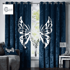 Butterfly Velvet curtains Blue