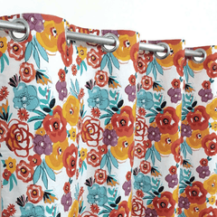 Duck Cotton Curtain - Colorful Flowers