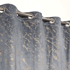 Premium Golden Textured Velvet Curtain -  Grey