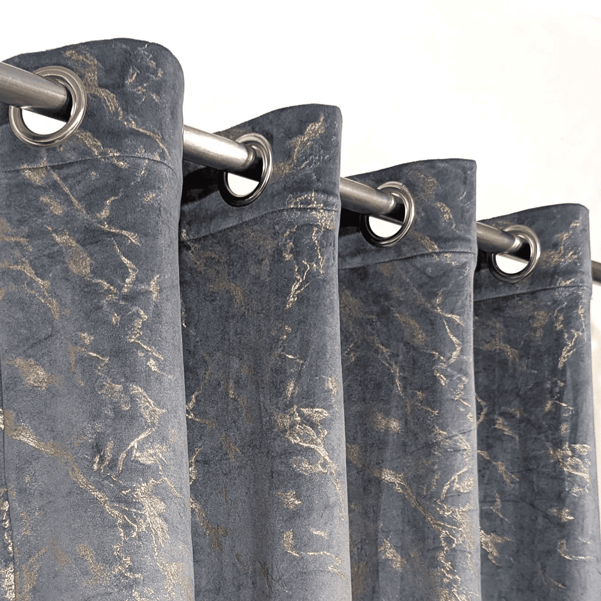 Premium Golden Textured Velvet Curtain -  Grey