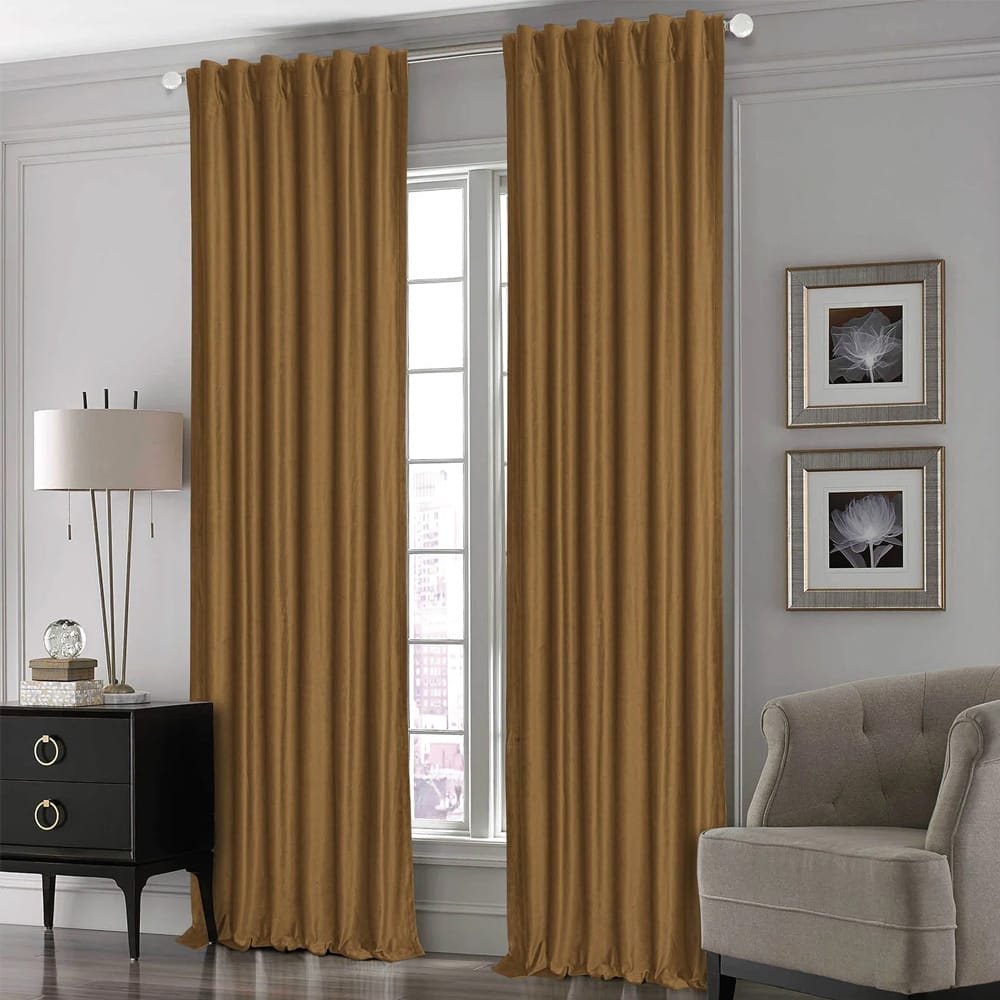 Premium Silk Curtains For Living Room -  Mustard